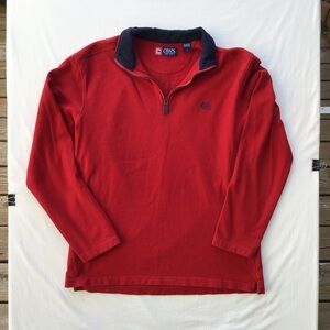 Chaps Pullover Quarter Zip Sweatshirt Casual Comfy Red Medium